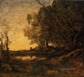 Evening Distant Tower Jean Baptiste Camille Corot